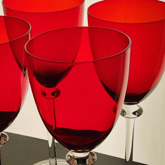 4 red 🍒♥️ crystal wine goblets | Mikasa | pattern MIC 157 - Picture 6 of 14